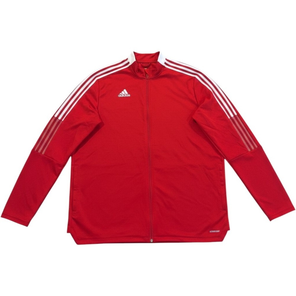 Adidas Track Jacket Men 2XL Red Aeroready Primegreen Full Zip Athletic Soccer